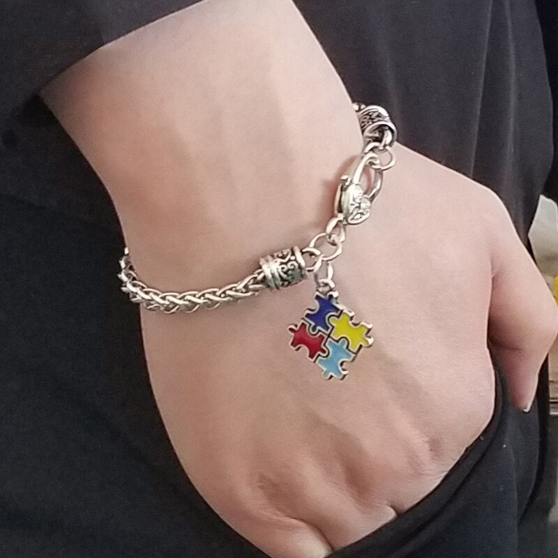 Autism Awareness Puzzle Pieces Charm Bracelet