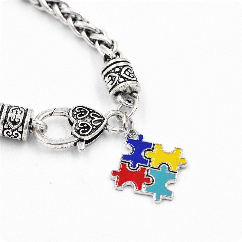 Autism Awareness Puzzle Pieces Charm Bracelet