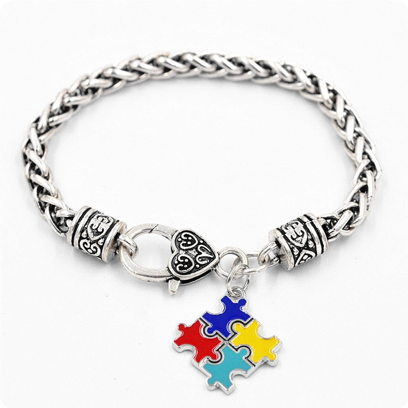 Autism Awareness Puzzle Pieces Charm Bracelet